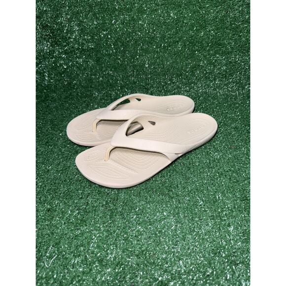 Crocs Kadee II Flip Flop Sandals Beige Tan Strappy Beach Slides Womens Size 7 - Picture 6 of 8